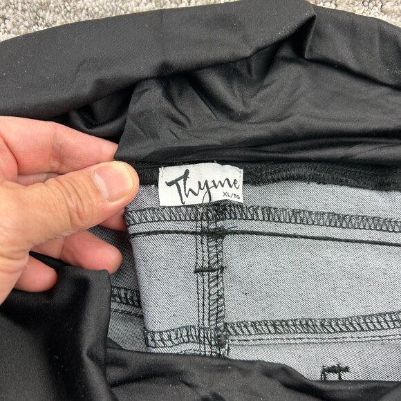 Thyme Maternity Pants Women Size Extra Large XL Black Glittery Glitters Shiny - Picture 2 of 11